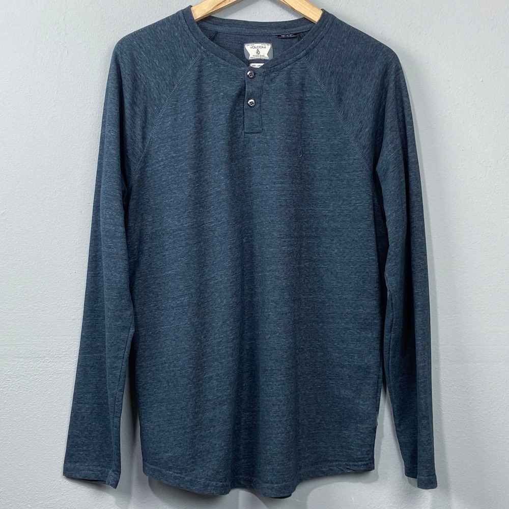 Volcom Henley‎ Shirt Size L Mens Knit Top Slate Knit Minimalist Urban Layering